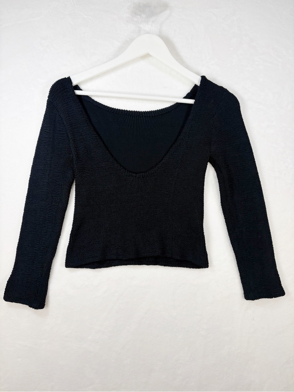 Vintage Hunza Maxxam Crinkle Backless Top Black One Size 80s 90s Made England - Picture 6 of 11
